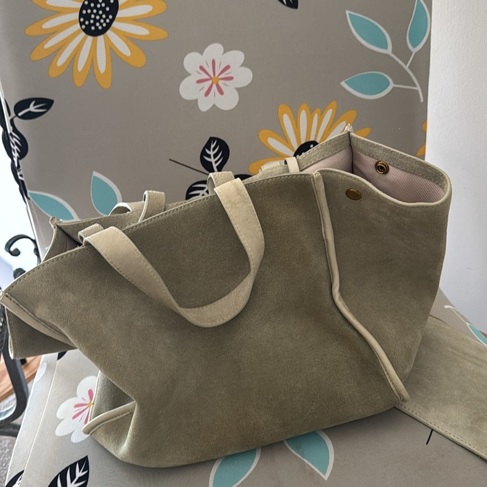 Margot New York Suede Jamee Double Handle Tote with Pouch - Picture 5 of 10